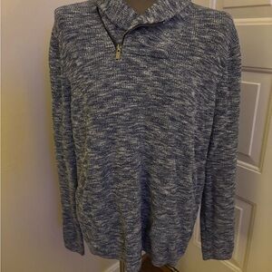 Express Men's Heathered Blue Zip-Up Sweater